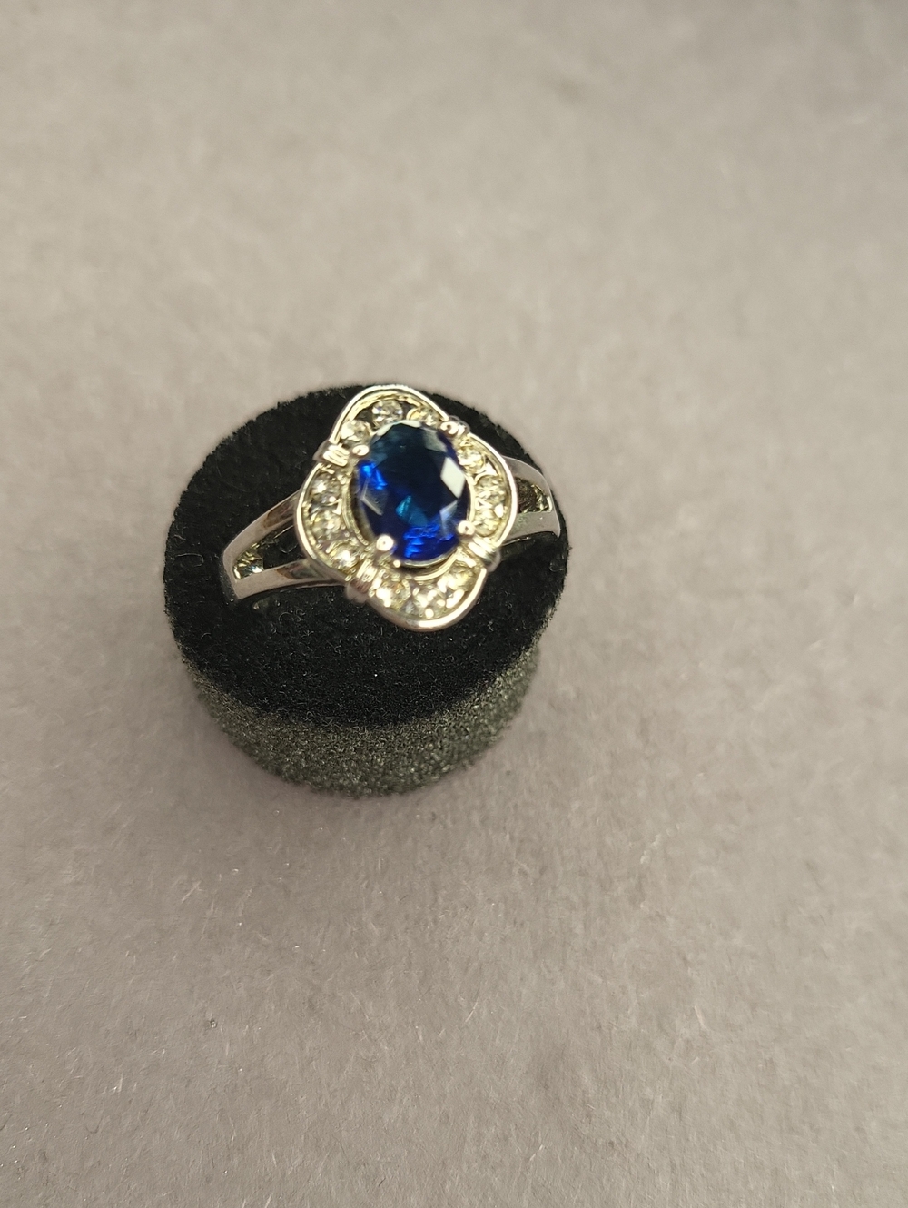 Sterling Silver Blue Sapphire Halo Ring